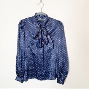 See any Chloe Blue Silk Star Bow Blouse SZ 2